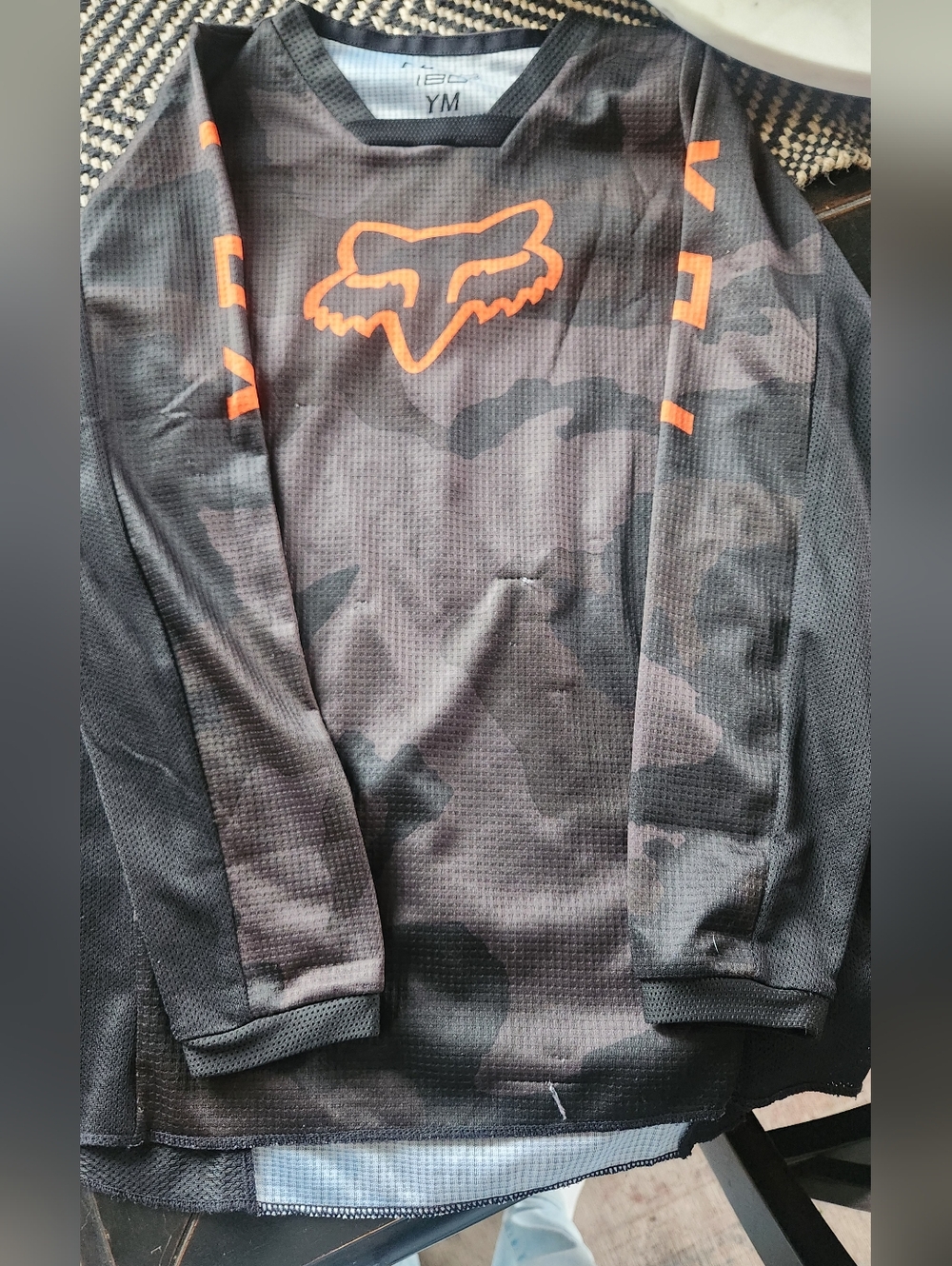 Fox Black Charcoal Camo Jersey with Orange Logo